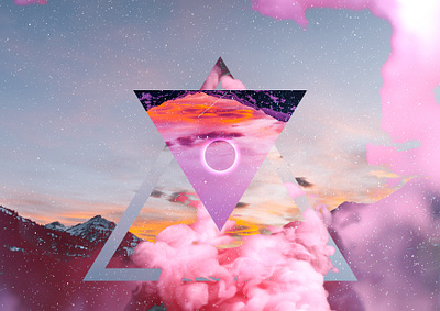 #5 Photoshop Manipulation - Pink Triangle Landscape Wallpaper abstract adobe artistic cloud colorful conceptual art desktop background fantasy geometric horizon landscape manipulation modern art photoshop pink star triangle vibrant wallpaper