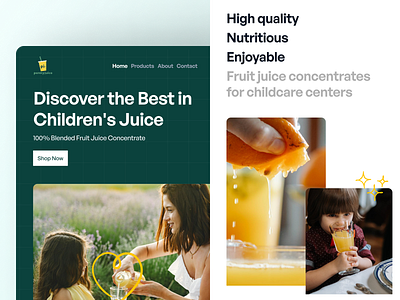 Pennyjuice - Children Fruit juice website Revamp bold branding clean design illustration juice minimal minimalistic redesign revamp ui website