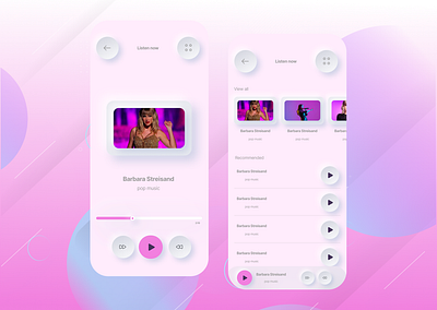 Newmorphism design(Music) app branding design graphic design mobil music newmorphism ui ux