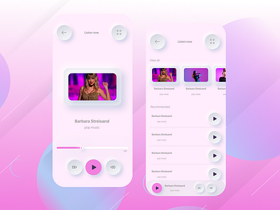 Newmorphism design(Music) app branding design graphic design mobil music newmorphism ui ux