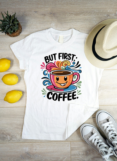 coffee typography t-shirt design hand