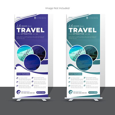 Modern Travel Roll Up Banner Design Template a4 banner design display banner graphic designer holiday holiday roll up marketing modern modern roll up print pull up roll up template tour tourism travel travel roll up vacation vector