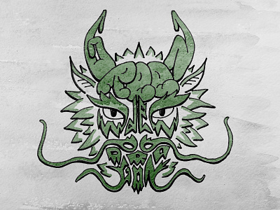 Green wooden dragon design graphic design illustration typography