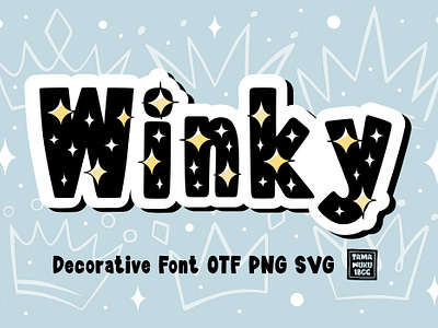 Winky OTF PNG SVG bold bright cartoon craft decorative design display font fresh funny otf playful png quirky shiny sparkle svg tamawuku vivid winky