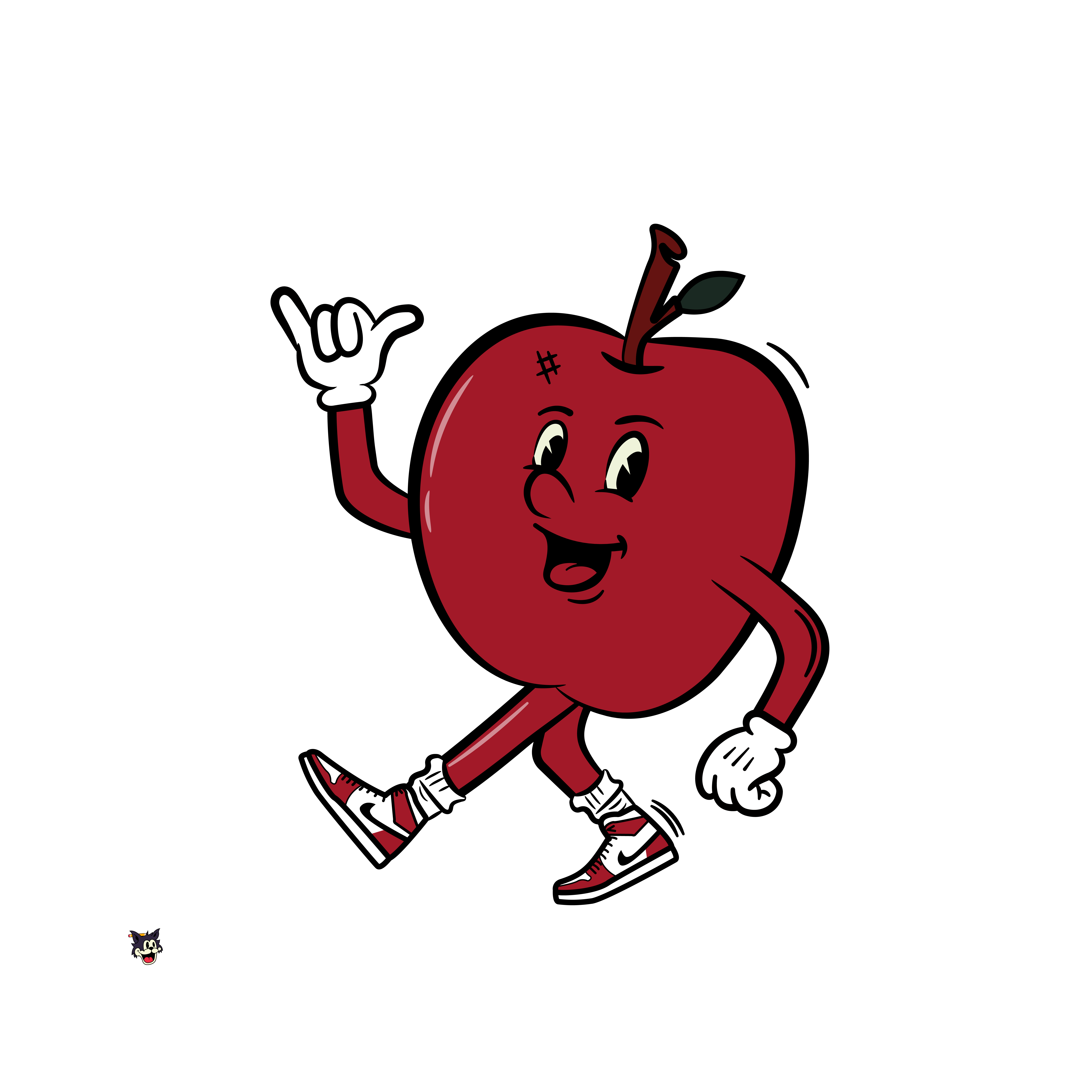 Apple buddy apple cartoon illus illustration vector
