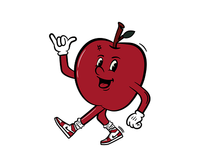 Apple buddy apple cartoon illus illustration vector