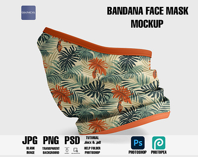 Bandana face mask Mockup 3 stylish neckerchief mockup trendy hanky mockup