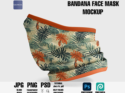 Bandana face mask Mockup 3 stylish neckerchief mockup trendy hanky mockup