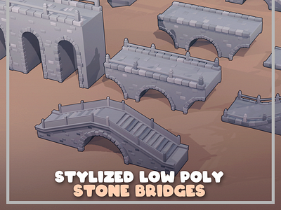 Stylized Low Poly Stone Bridges 3d 3dmodeling b3d blender blender3d design illustration low poly lowpoly stylized