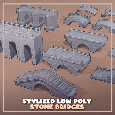 Stylized Low Poly Stone Bridges 3d 3dmodeling b3d blender blender3d design illustration low poly lowpoly stylized