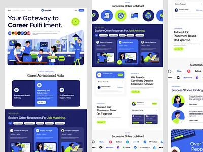 GoJobs-Hiring Platform Website 2d illustration design employment graphic design hiring platform homepage illustration illustration website job job listing job portal job search landing page office product product design ui ux vector website