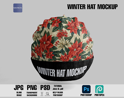 Winter Hat Mockup 6 beret mockup slouchy beanie mockup