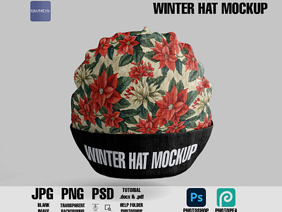 Winter Hat Mockup 6 beret mockup slouchy beanie mockup