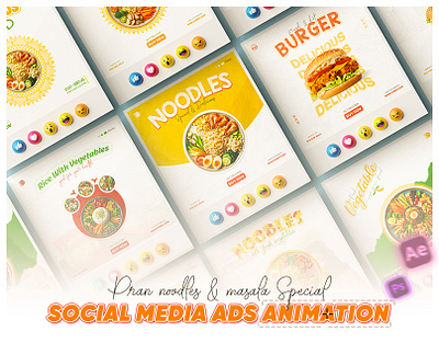 Creative & Minimalist Social Media post Design | Food ads Design ads ads animation advertisement after effect animated post burger ads facebook ads animaton food ads graphic design instagram ads motion ads motion graphics noodles noodles ads post animation social medai post vegetable