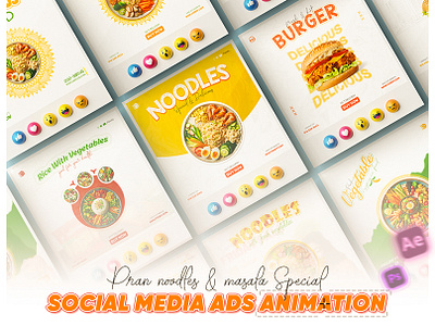 Creative & Minimalist Social Media post Design | Food ads Design ads ads animation advertisement after effect animated post burger ads facebook ads animaton food ads graphic design instagram ads motion ads motion graphics noodles noodles ads post animation social medai post vegetable