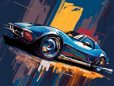 Chevrolet Corvette C3 americancars bright colors car cartoon chevy corvette heritage illustration musclecar nikolai shirokov oldschool raceway shirokov shirooo supercar vehicles