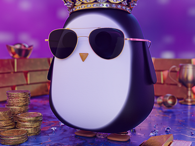 Waddlesworth - 2.0 3d animal art artic blender cartoon character concept crypto gold kids nature nft opensea penguin rich