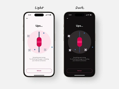Error Message 404 animation app clean dailyui dark error error message gif interaction issue mobile app motion no connection page not found problem reload trouble ui ux