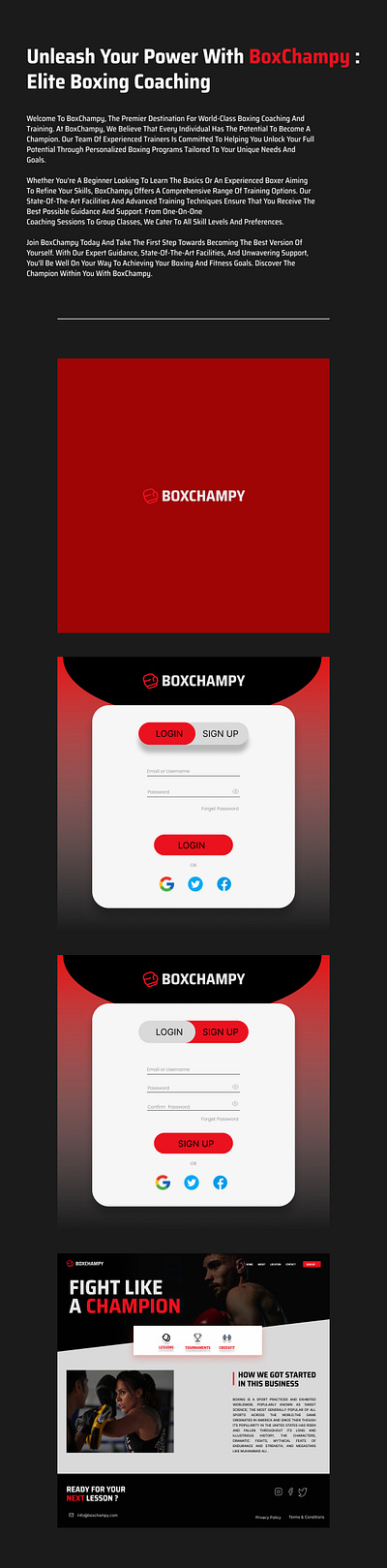 BOXCHAMPY figma landing page ui ui design uiuix user experience user interface ux design web design