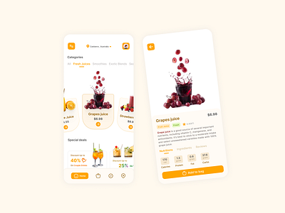 Fresh Juices App abk abkdesigns brand branding creative design designinspiration dribbble figma fresh juices juices mobileapp orange product ui uidesigns uiux user experience ux uxdesigner