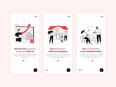 Real Estate App Onboarding Screens abk abkdesigns appdesign brand branding creative design designconcepts designinspiration dribbble dribbblers figma illustration interface onboardingscreens realestate ui uiux ux