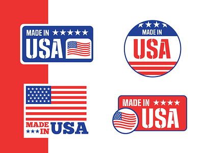Made in USA | Badge Design american flag badge crest logo made in usa manufacturing red white blue sticker design u.s.a.