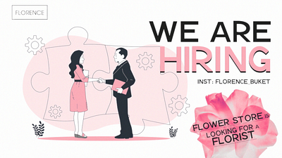 Flower store job posting poster branding florence flowers graphic design hiring job