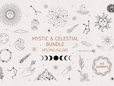 Hand Drawn Mystic & Celestial Bundle lunar