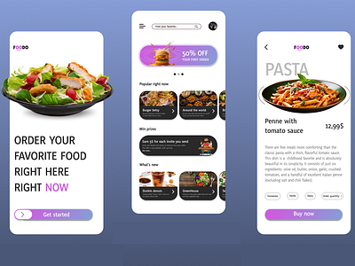 FOODO / Food delivery app aestethic app blue design designing food food delivery food delivery app graphic design mobile mobile app motion graphics ui ux