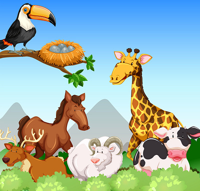 Wild animals field 3d animation branding graphic design logo motion graphics ui