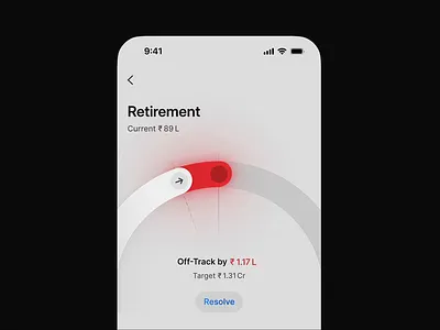 Goal off-track animation - light mode animation chart circle finance graph investment light mode mobile motion graphics off track retirement target