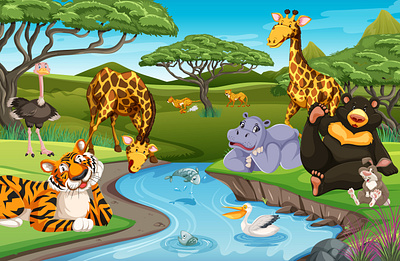 Wild animals jungle 3d animation branding graphic design motion graphics ui