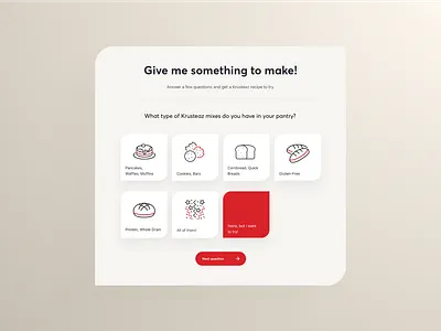 Recipe Selector krusteaz recipes ui