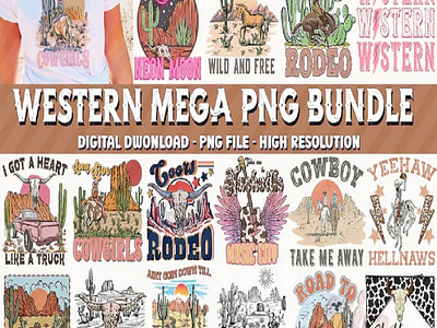 7 Western Mega Bundle PNG, Western Sublimation Bundle, Cowboy Co 3d animation branding graphic design logo motion graphics ui