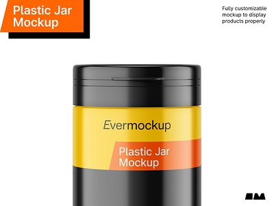 Plastic Jar Mockup 3d branding cosmetics download evermockup food packaging glossy graphic design illustration jar mockup matte metallic mockup packaging plastic jar