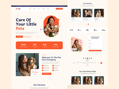 Pet care website design landing page pet pet care uer interface ui ui design uiux uiux design webdesign website design