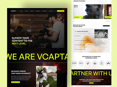 Vcapta - Video Production Website award winning production brand storytelling clean corporate videos creative digital business filmaker high quality commercials media minimalist production company professional production social ads travel videos ui ui design ui ux video commercial video studio website