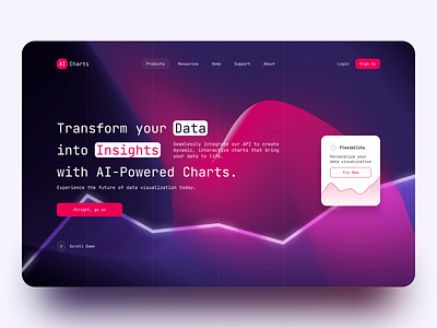 AI Charts Landing Page Design ai analytics charts conversion corporate data desktop engaging hero homepage landing ui ux web website