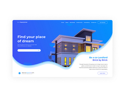 PropertyCrest Hero Section agency branding design illustration landing page logo ui uiux ux web design