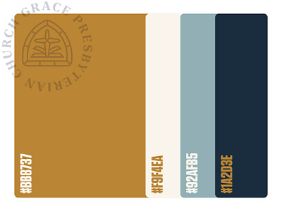 Color Palette for Grace Presbyterian Church blue color palette cream gold identity navy reformed