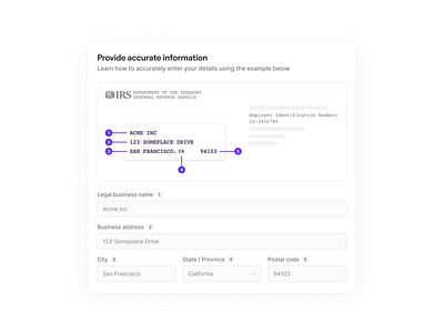 Form instructions app clean cues desktop form guidelines id information irs letter minimal modal onboarding product design prompt saas simple steps ui ux