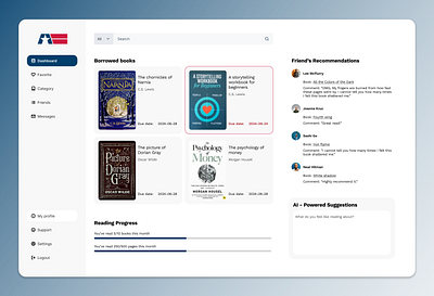 Library Website UI Design ui