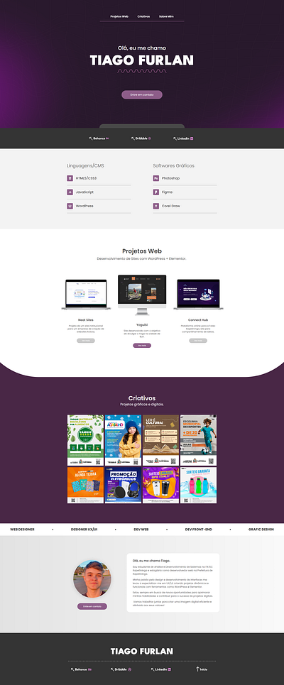 Tiago Furlan Portfolio design graphic design landing page page portfolio site ui ux web design