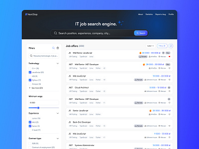 NextStep - IT Job board 🧙🏼‍♂️ board clean design gradient job job board minimalist ui ux website work