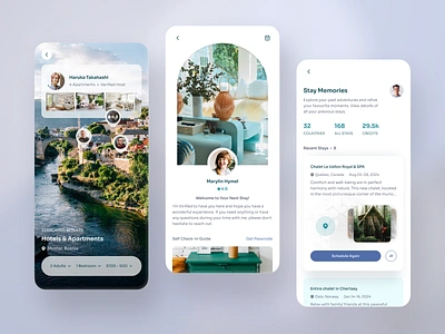 Homestay & Vacation Rental App airbnb app design app ui ar clean date fresh gallery house map mobile mobile app mobile design profile rental schedule travel travelling vr