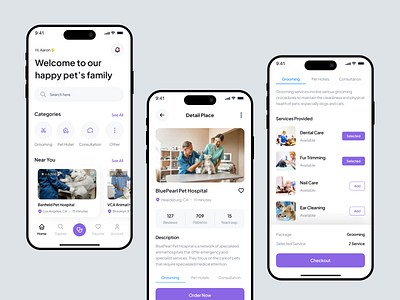Pet Care Mobile App animal care cat app dog app featured medical app mobile app pet pet adopt pet adoption pet app pet care pet care app pet grooming pet hotels popular ui ui kit veterinary