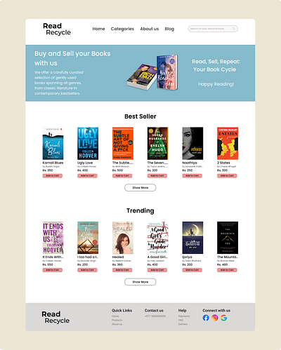 Second Hand Book Website book concept design landingpage ui