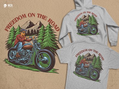 Freedom On The Road apparel design automotive automotive illustration biker tshirt branding design classic classic motorcycle custom made hand drawing merchandise motorcycle illustration motorcycle tshirt retro retro badge rider tshirt tshirt design vintage automotive vintage badge vintage bike vintage car