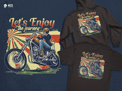 Let's Enjoy the Journey apparel design automotive automotive illustration biker tshirt branding design chopper chopper bike classic motorcycle custom made hand drawing merchandise motorcycle motorcycle illustration motorcycle tshirt retro badge rider tshirt tshirt design vintage automotive vintage badge vintage bike