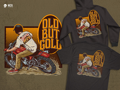 Old But Gold apparel design automotive automotive illustration biker tshirt branding design chopper classic motorcycle custom made hand drawing merchandise motorcycle motorcycle illustration motorcycle tshirt retro badge rider tshirt tshirt design vintage automotive vintage badge vintage bike vintage car